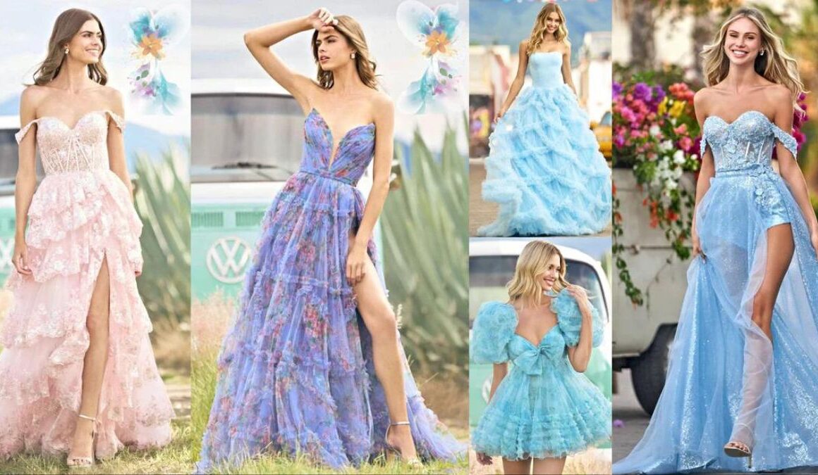 Blue Feather Dresses
